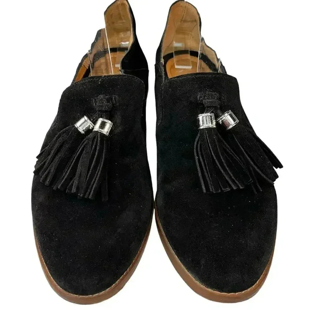 Franco Sarto Women's Black Classy‎ Chic Slip-on Suede Tassel Hadden Loafers 9M
